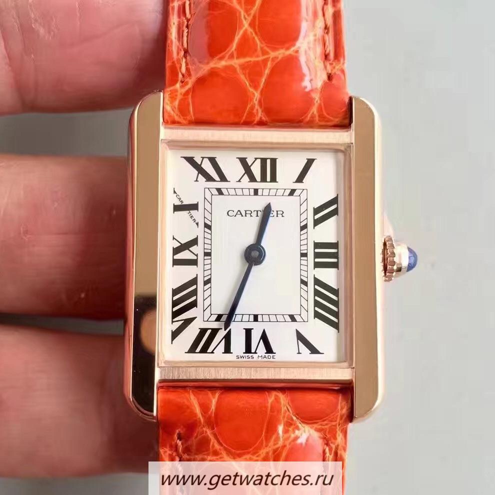 Fake Ca*t1er Tank Solo Ladies W5200003 27mm x 34mm TWF Rose Gold White Dial Quartz
