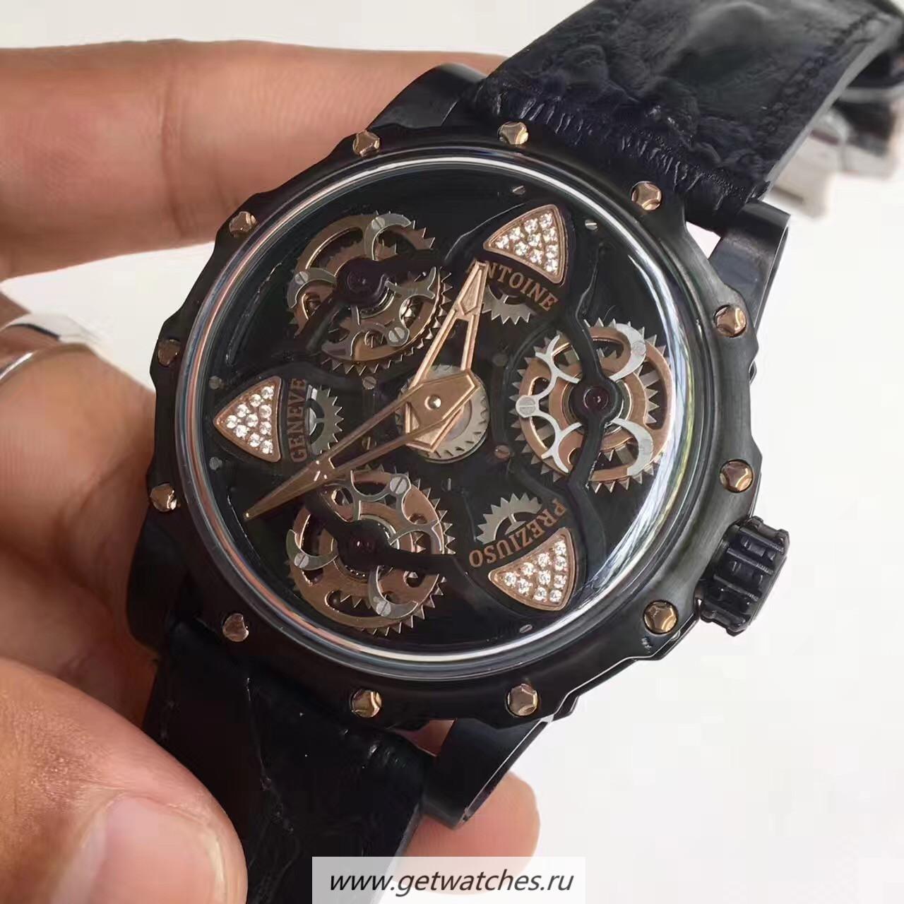 Replica Antoine Preziuso Tourbillon of Tourbillons LEF PVD Black Skeleton Dial Caliber AFP-TTR-3X