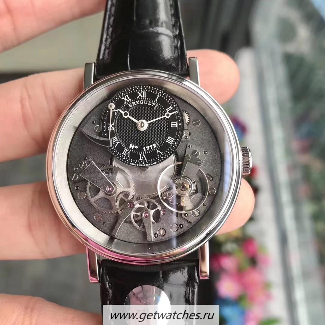 NEW Replica Breguet Tradition 7057BB/G9/9W6 SF V2 SS Black & Grey Skeleton Dial 507DR1