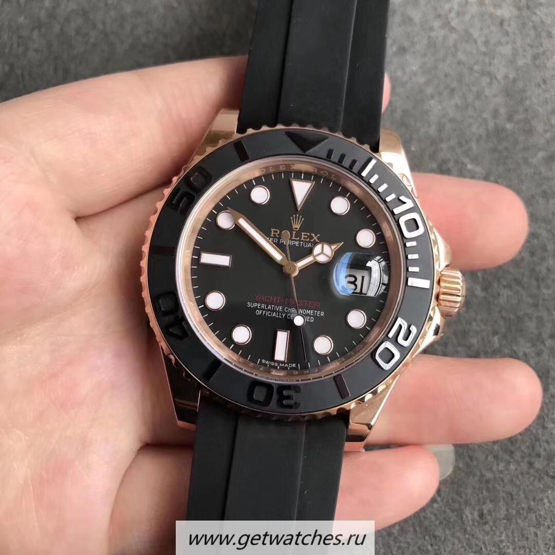 Perfect Replica R01ex Yacht-Master 40 116655 Noob Factory Rose Gold Black Dial 2836